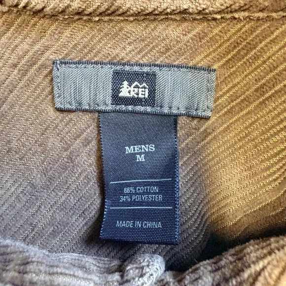 REI Button Down Shirt Mens M Brown Corduroy Long Sleeve Pocket Outdoor - Picture 7 of 10